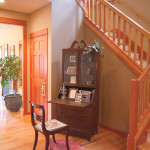 Residence interior entry, living room stairway